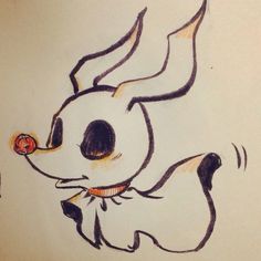 a drawing of a dog with a ball in its mouth