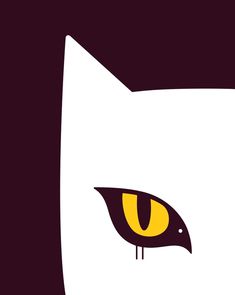 a cat's eye with yellow and black colors is shown in this graphic style