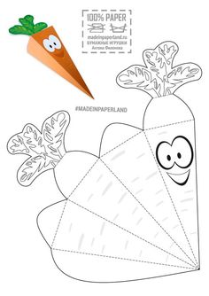 the paper carrot is cut out and ready to be used as a coloring page for children