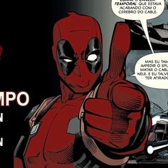 a comic strip with deadpool pointing at the camera and an open hand sign in front of him