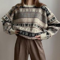 Knitted Long Sleeve, Winter Fashion Outfits Casual, Easy Trendy Outfits, Fair Isle Sweater, Mode Inspo, Warm Outfits, Autumn Outfit, Casual Style Outfits, Mode Inspiration