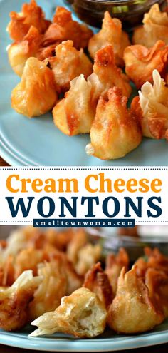 Fried wontons for your New Year's Eve food! They're an easy holiday appetizer. Mixed with chicken, Pepper Jack, and spices, these homemade cream cheese wontons are sure to be a hit! Put this wonton wrapper recipe on your game day party ideas, too! Wonton Wrapper Recipes Dinner, New Years Eve Appetizers Easy, Easy New Years Eve Dinner Ideas, New Years Appetizers Easy, New Year Dinner Ideas, New Years Eve Dinner Ideas, New Year Appetizers, Football Party Menu