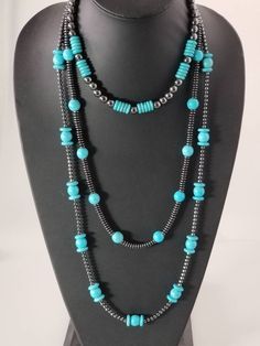 Hematite and Turquoise Multi Strand Necklace , unique gift for her , one of a kind , handmade jewelry , women necklace Length : 16inch , 22 inch , 28 inch Women Necklace, Necklace Unique, Unique Gifts For Her, Jewelry Women, Multi Strand Necklace, Strand Necklace, Unique Necklaces, Multi Strand, Necklace Length