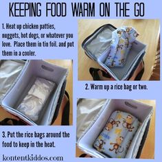 instructions on how to keep food warm in the cooler bag for babies and toddlers