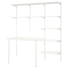 a white shelf with three shelves on each side