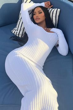 Kallan Knit Dress - White | Fashion Nova, Dresses | Fashion Nova Kallan Knit Dress, White Ribbed Sweater, Dresses Basic, Sweater Dress Long, Bodycon Sweater, Bodycon Sweater Dress, Spring Maxi Dress, Spring Knits, Sweater Maxi Dress