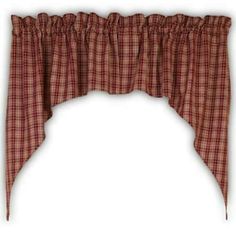 a red and white checkered window curtain