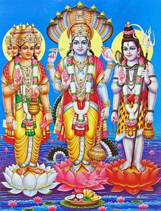 three deities standing next to each other