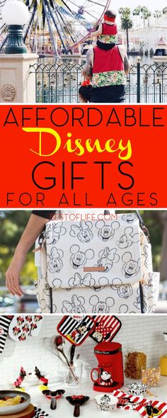 the disneyland gift guide for all ages is on display in front of an amusement park