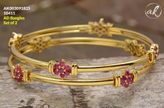 Temple jewellery available at Ankh Jewels for booking msg on +91 9619291911.... Vanki Designs Jewellery, Maharashtrian Jewellery, Temple Jewellery Earrings, Solid Gold Bangle, Ruby Bangles, Antique Gold Earrings, Simple Gold Earrings