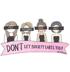 three women with blindfolds on their heads and the words don't let society label