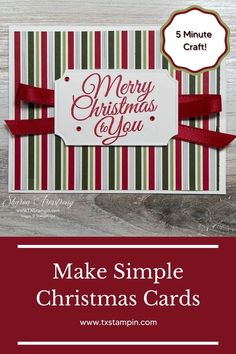 a christmas card with the words make simple christmas cards in red, green and white