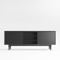 the sideboard is black and has two doors