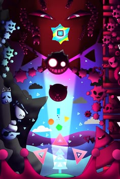 an image of a cartoon character surrounded by skulls and other things that appear to be in the background