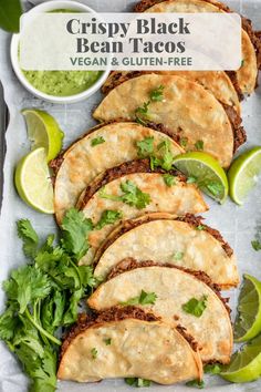 crispy black bean tacos with guacamole and cilantro