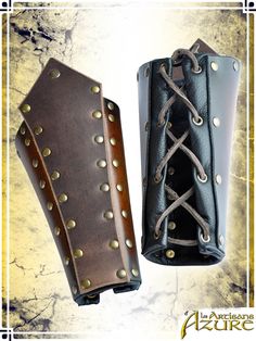 Outlaw Bracers Leather Bracers Les Artisans d'Azure Fantasy Bracers, Viking Bracers, Adventurer Character, Rogue Assassin, Ren Fair, Vegetable Leather, Larp