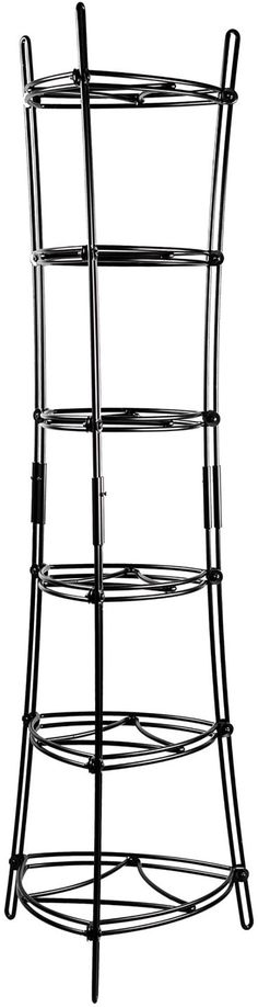 a metal shelf with four shelves on each side