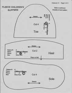 the diagram shows how to cut out shoes for children