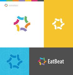 the logo for eatbeatt is shown in four different colors and shapes, including an arrow