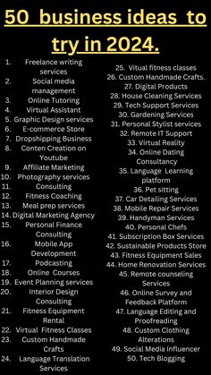 50 Lucrative Business Ideas for Startups Best Business Ideas For Beginners, Online Services Ideas, How To Start Business Online, How To Start A Startup, Business Ventures Ideas, Startup Business Plan Ideas, Freelancing For Beginners, Types Of Business Ideas, Small Start Up Business Ideas