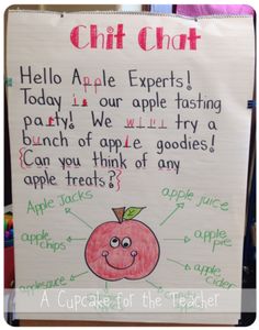 an apple teacher's classroom poster with words and pictures on it