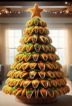 a christmas tree made out of taco shells