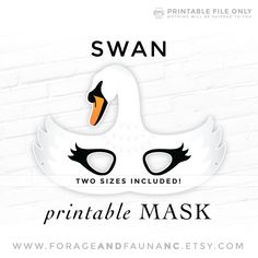 swan printable mask with two sizes included