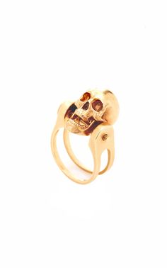 18k Yellow Gold Skull Ring with a Moving Jaw For larger sizes, please inquire for the price. Diamond Evil Eye, Gold Skull, Skull Ring, Tennis Bracelet, Pendant Earrings, Moda Operandi, Ring Earrings, Necklaces Bracelets, Gold Rings