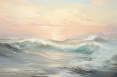 an oil painting of waves in the ocean