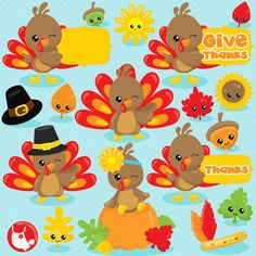 thanksgiving turkey cliparts for kids to use in crafts and papercrafting projects