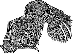 a black and white drawing of a horse's head with intricate designs on it