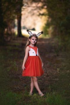 OH DEER DRESS & HEADBAND SET Deer Birthday, Perfect Halloween Costume, Deer Dress, Flower Girl Tiara, Girls Tiara, Paradise Dress, Dress Up Shoes, Twirly Dress, Sweet Flowers