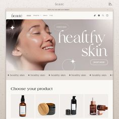 the website for beauty products is displayed