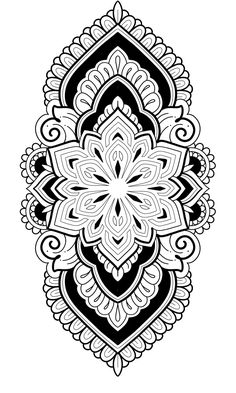 a black and white drawing of an intricate flower design on a white background with the words,