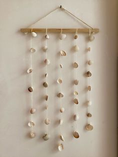 a wall hanging with shells on it