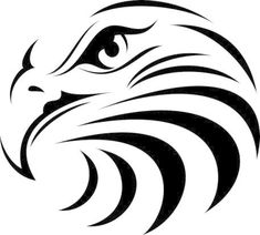 an eagle's head in black and white