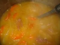 the soup is prepared and ready to be cooked in the instant pressure cooker,