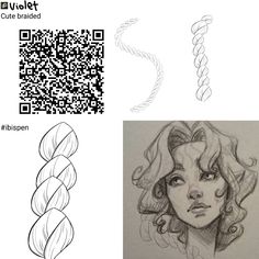 a drawing of a woman's face and hair with the qr code on it