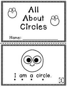 two cards with the words i am a circle and all about circles in black and white