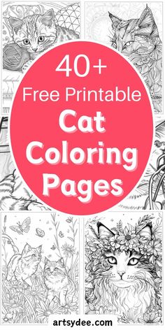 the free printable cat coloring pages for kids to color and learn how to draw