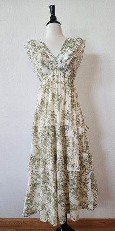 #ad Great Shopping Anthropologie Dress New Size Small White Floral Bow Coquette Toile Garden Granny, Fashion Womens Dresses Bodice, Granny Fashion, Granny Dress, Dress Trendy, Green Floral Print, Anthropologie Dress, Cute Dresses, Ruffles, New Dress