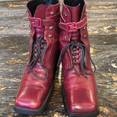 Stunning Vintage Boots With Square Toes Leather Lace Up Motos European Size 6 ( Us Size 8-/2) Excellent Condition Especially For Vintage Boots! Rare Made In France French 80s Style Similar To Dr Martens And Frye Combat 80s Style, Vintage Boots, 80s Fashion, Leather Lace, Leather Booties, Vintage Shoes, Dr. Martens, Leather And Lace, Made In France