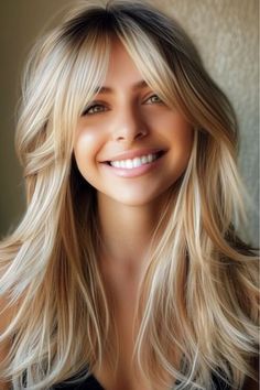 30 Beautiful Long Layered Hair with Bangs Ideas - The Hairstyle Edit Split Bangs Long Hair, Front Layers Long Hair Curtain Bangs, Long Layered Hair With Long Bangs, Long Blonde With Bangs, Blonde Hair Bangs Long, Long Feathered Bangs, Long Hair Curtain Bangs Straight, Long Hair With Bangs Blonde, Curtain Bang Side Part