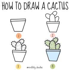 how to draw a cactus in a pot step by step drawing instructions for beginners