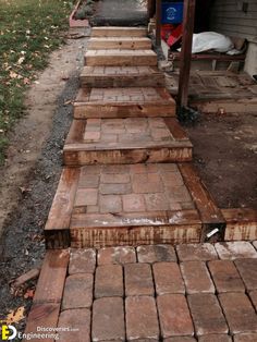 the steps are made out of wood and bricks