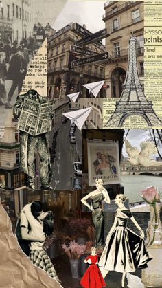 an altered collage of people and buildings