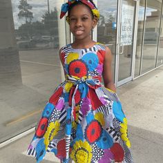 African Ankara Clothing For Girls With Headband Knee Length Dress Made With Poly Cotton Fabrics African Multi Color Print Ankara Girls Dress Styles, Ankara Kids Dress Styles, Ankara Dress Styles For Children, Latest Children Ankara Gown, Children Ankara Gowns, Chitenge Dresses, African Kids Clothes, Ankara Styles For Kids, Vintage Pink Dress