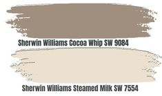 the different shades of brown, white and beige are shown in this color scheme for sherwinn williams's cocoa whip sw9904