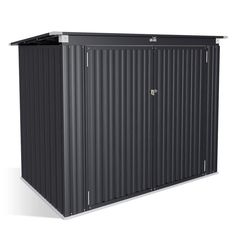 Creating the perfect backyard starts with the addition of a practical outdoor dumpster storage shed. This 6 ft. W x 3 ft. D galvanized steel dumpster storage shed is spacious enough to hold large trash cans and can also be used to store outdoor tools such as weed whackers, shovels and more and features a double locking door design to ensure security and privacy. Whether you place it in your backyard or on your patio, it will make a great addition to your landscape. Color: Black. Trash Can Storage Outdoor, Trash Can Storage, Recycling Storage, Metal Recycling, Storage Outdoor, Steel Storage Sheds, Metal Storage Sheds, Perfect Backyard, Can Storage