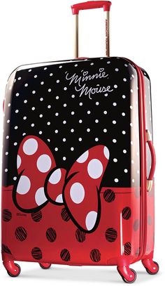 Disney Minnie Mouse Red Bow 28" Hardside Spinner Suitcase by American Tourister Tumblr, Minnie Mouse Suitcase, Miki Fare, Disney Luggage, Minnie Mouse Red, Hardside Spinner Luggage, Hardside Luggage, Checked Luggage, Minnie Mouse Bow